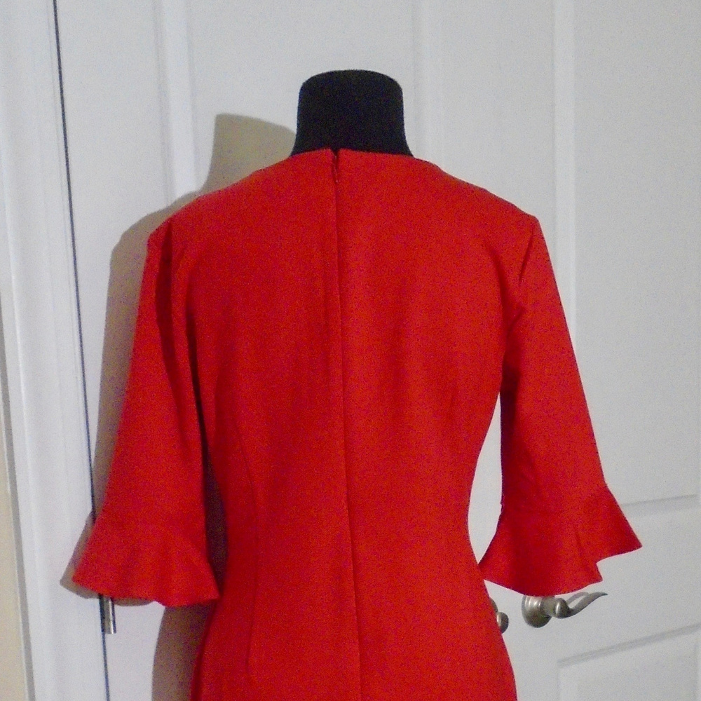 BANANA REPUBLIC Ponte Flutter-Sleeve Dress 10P RED - Picture 6 of 8